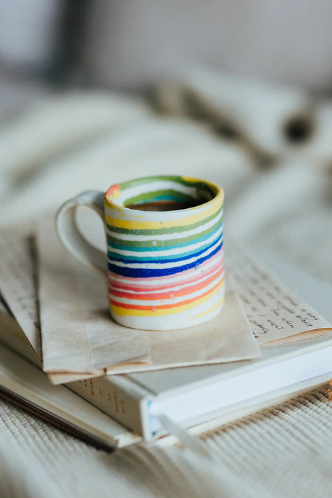 Nerikomi Mug – Rainbow Stripe | Mystery Creek Ceramics