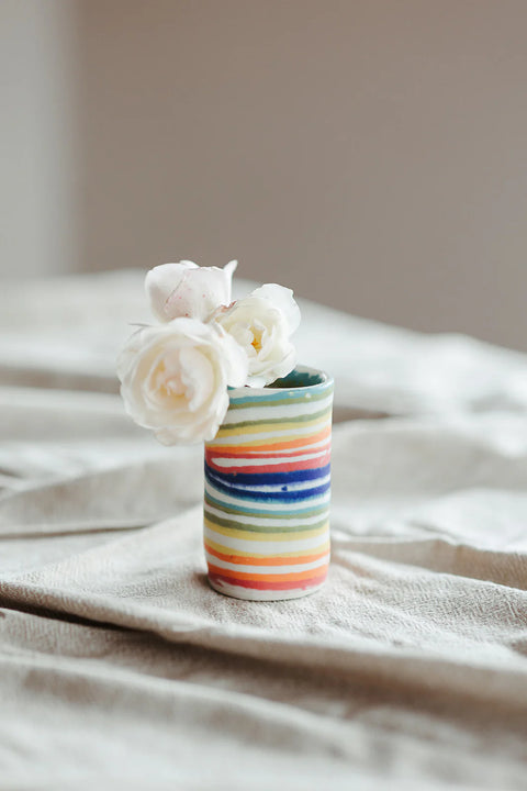 Skinny Nerikomi Vase – Rainbow Stripe | Mystery Creek Ceramics