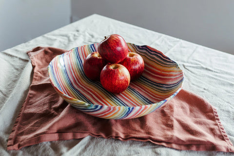 Nerikomi Serving Bowl | Rainbow Striped | Mystery Creek Ceramics