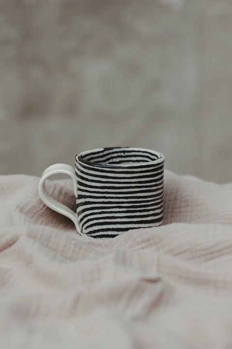 Nerikomi Mug – Black Stripe | Mystery Creek Ceramics