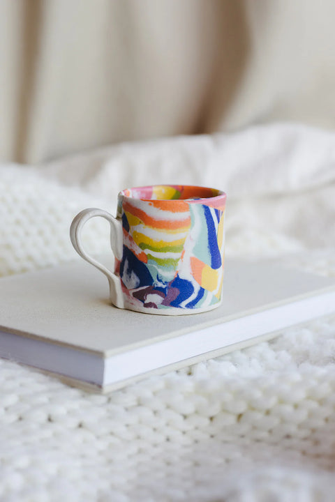 Nerikomi Mug – Rainbow Mixed Pattern | Mystery Creek Ceramics
