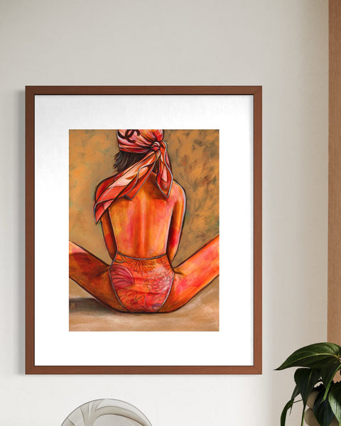 Golden Bather Hand Finished Framed Print