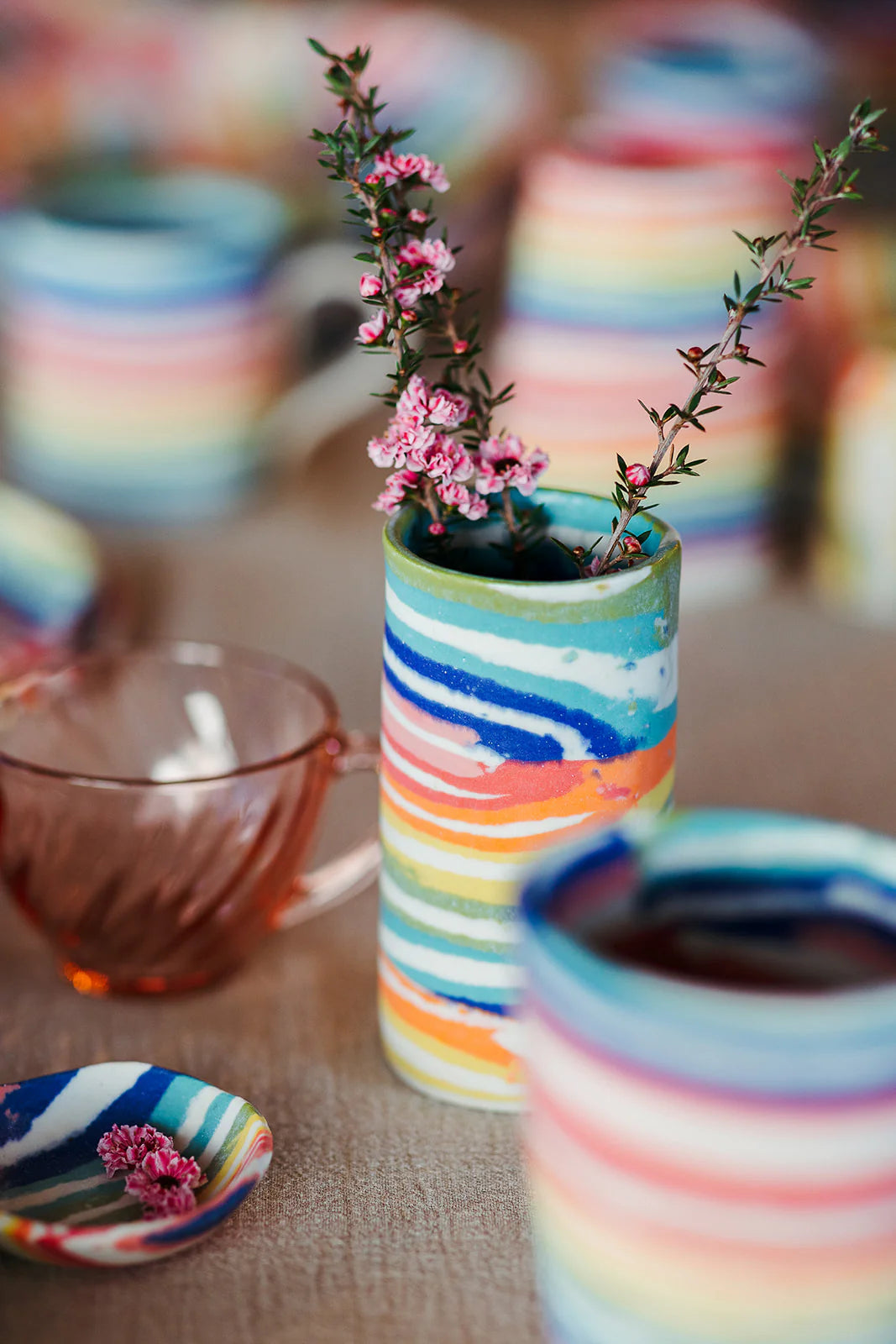 Skinny Vase Small |  Nerikomi  | Mystery Creek Ceramics