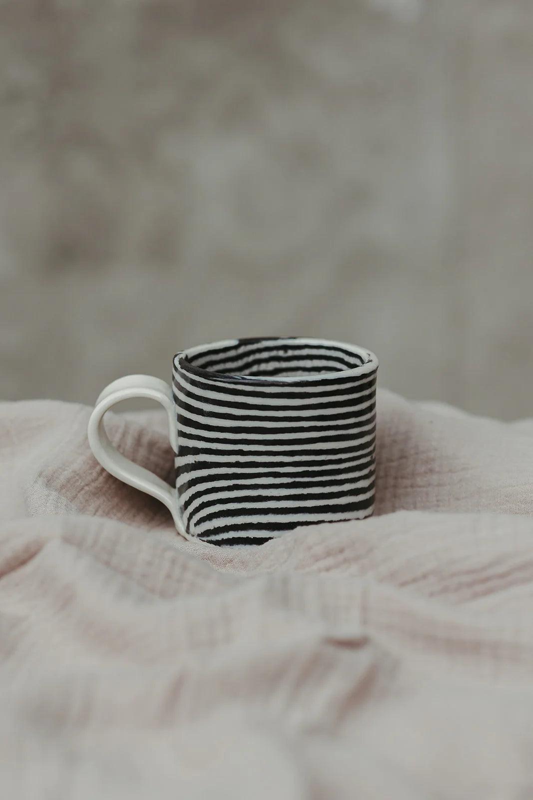 Nerikomi Mug | Black Stripe | Mystery Creek Ceramics