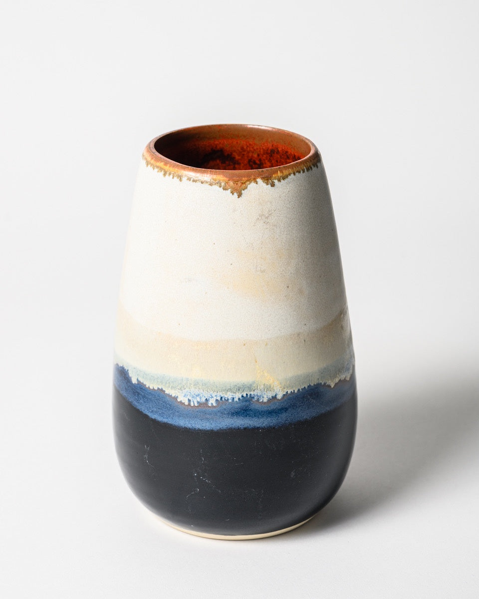 Blue Tide  Curved | Ceramic Vase | Rivelin